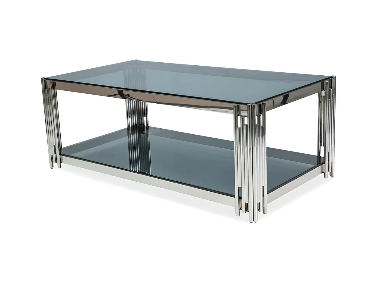 Tavolino da caffè Fossil/Vetro e acciaio inossidabile/Grigio