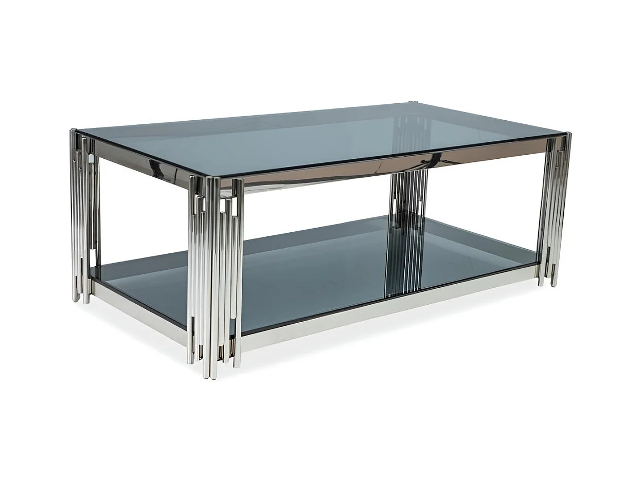 Tavolino da caffè Fossil/Vetro e acciaio inossidabile/Grigio