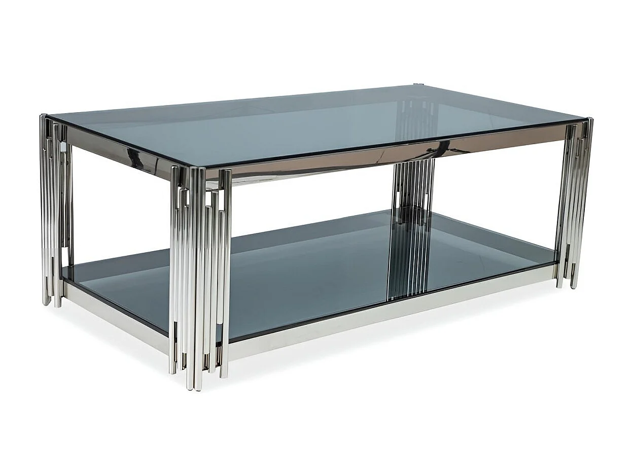 Tavolino da caffè Fossil/Vetro e acciaio inossidabile/Grigio