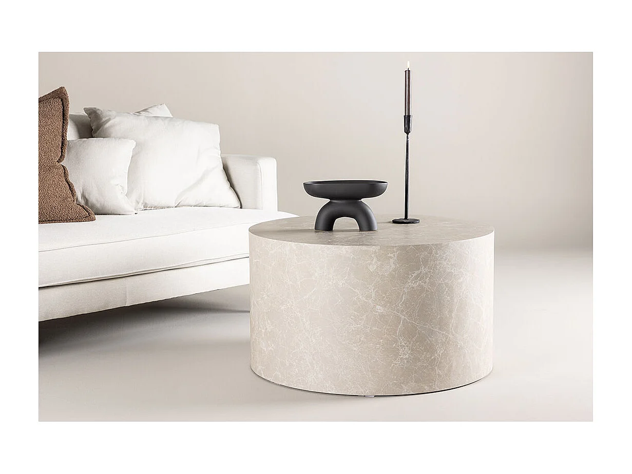 Table Basse Ronde "York" 80cm Beige