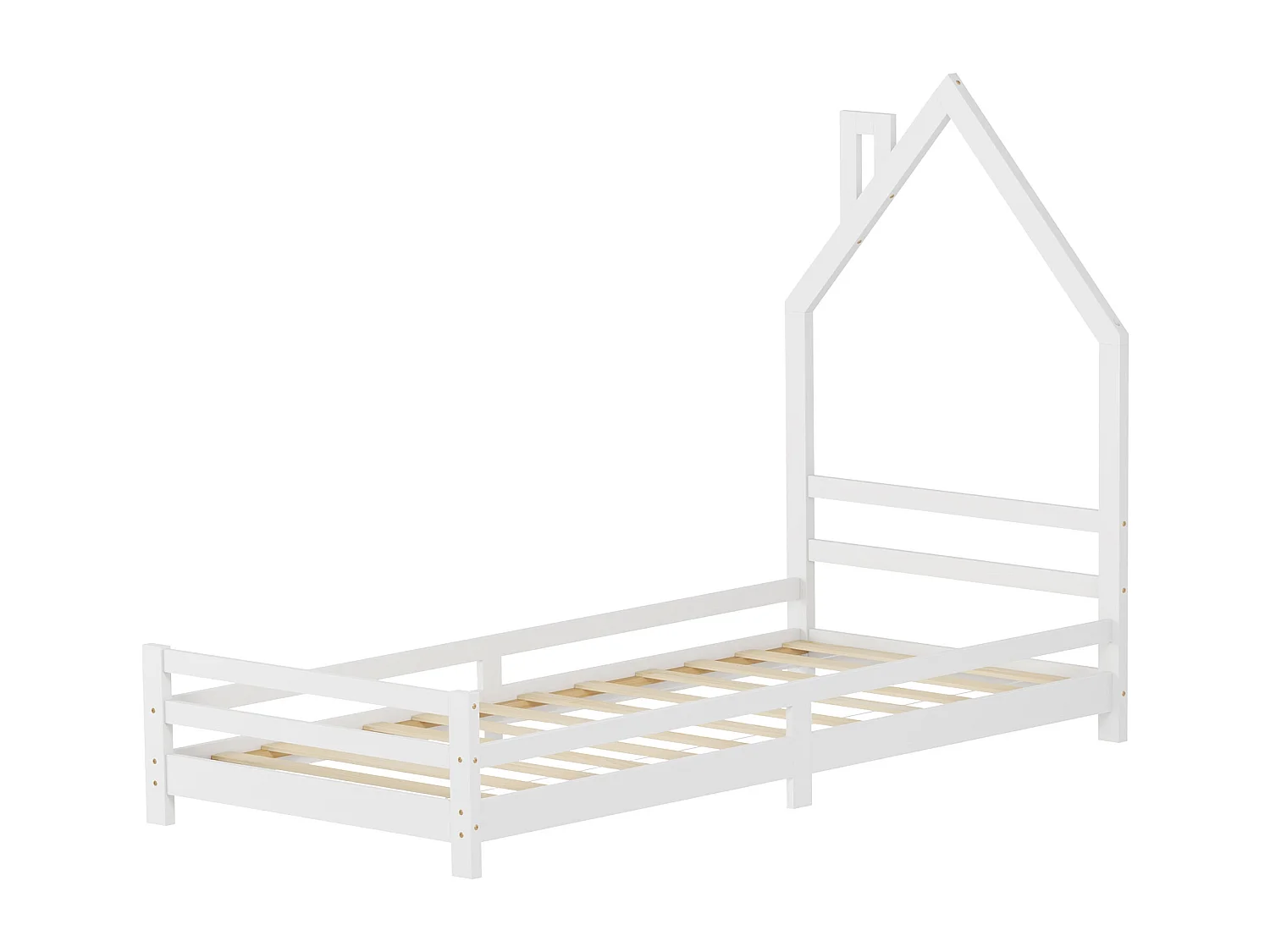 ML-Design Letto a casetta montessori 90x200 cm bianco in legno di pino con rete a doghe struttura gioco per cameretta bambini e bambine arredo ragazzi
