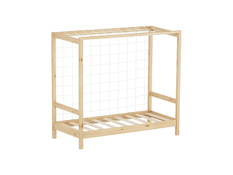 Lit d'enfant but de foot 70x140 cm naturel cadre de lit en bois pin massif avec sommier à lattes cage de football et matériel de montage d'adolescent