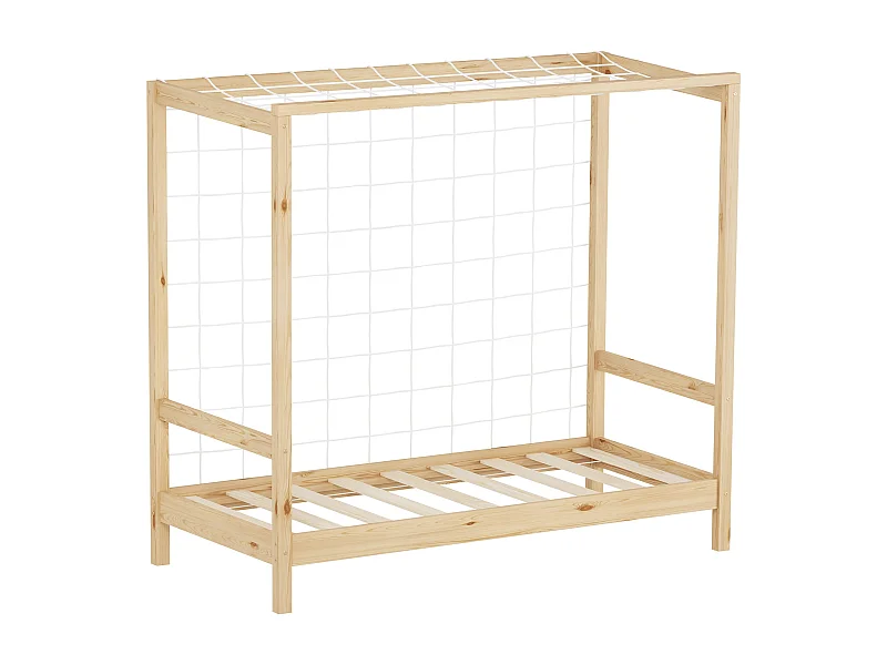 Lit d'enfant but de foot 70x140 cm naturel cadre de lit en bois pin massif avec sommier à lattes cage de football et matériel de montage d'adolescent