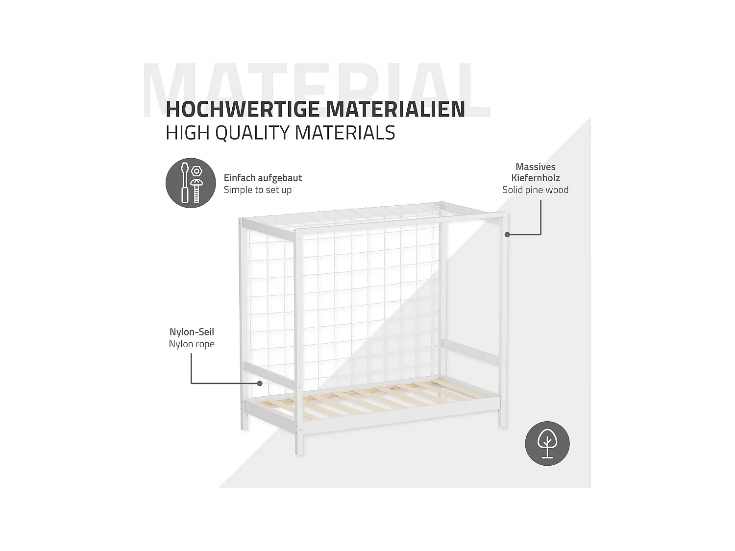 Lit d'enfant but de foot 80x160 cm blanc cadre de lit en bois de pin massif avec sommier à lattes cage de football et matériel de montage d'adolescent