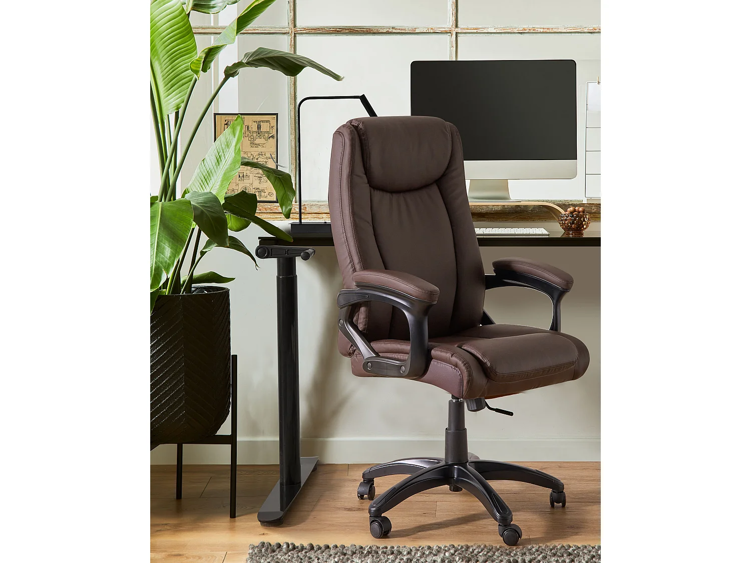 Fauteuil de bureau GRACEFUL Cuir PU Marron foncé