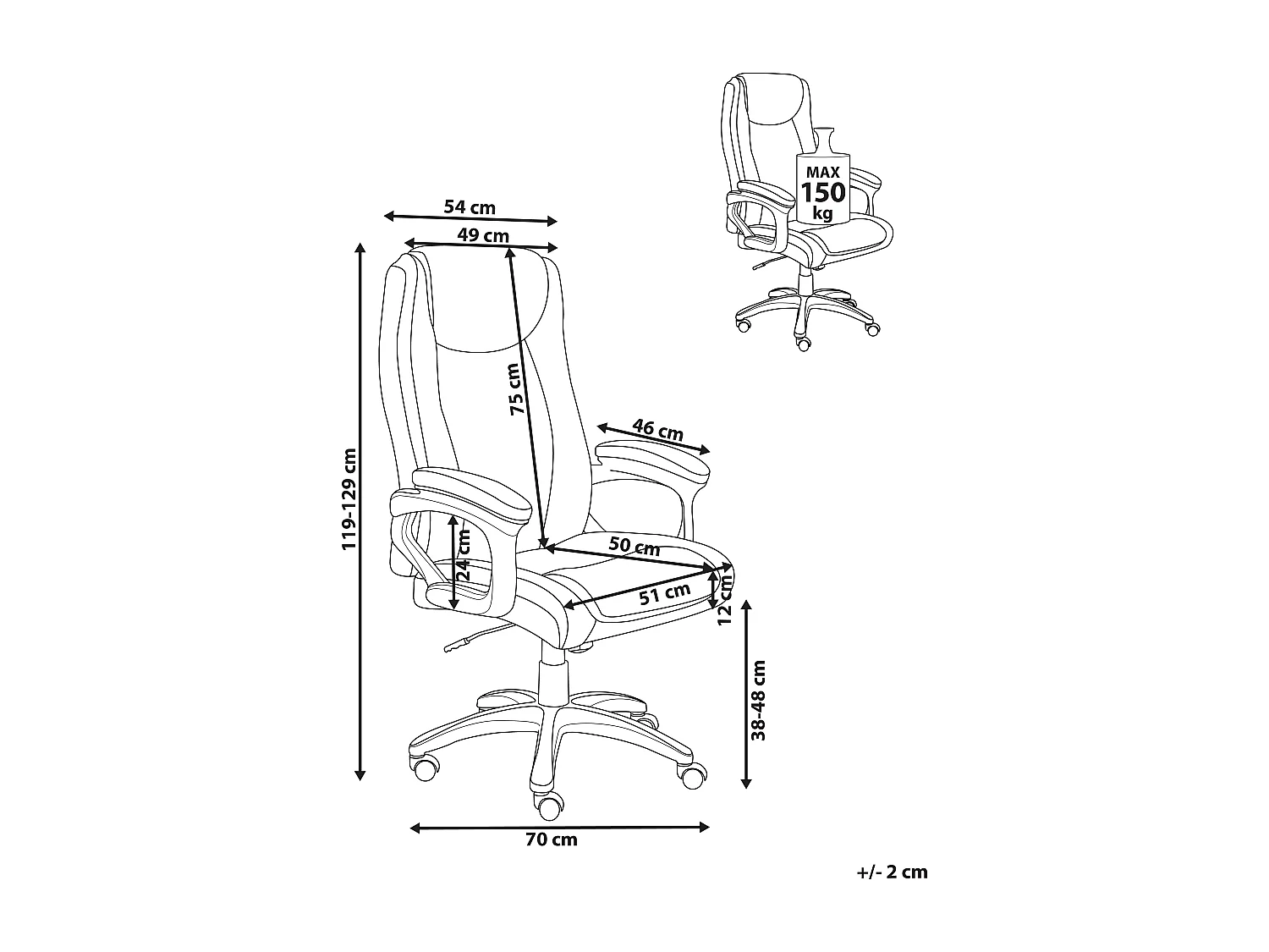 Fauteuil de bureau GRACEFUL Cuir PU Marron foncé