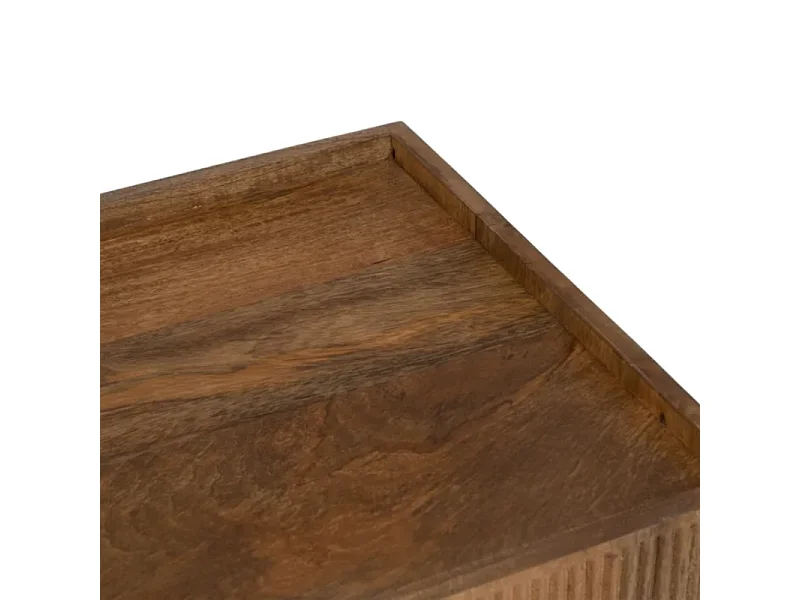 Meuble TV en bois de manguier avec portes rainurées et niches centrales NUANCE