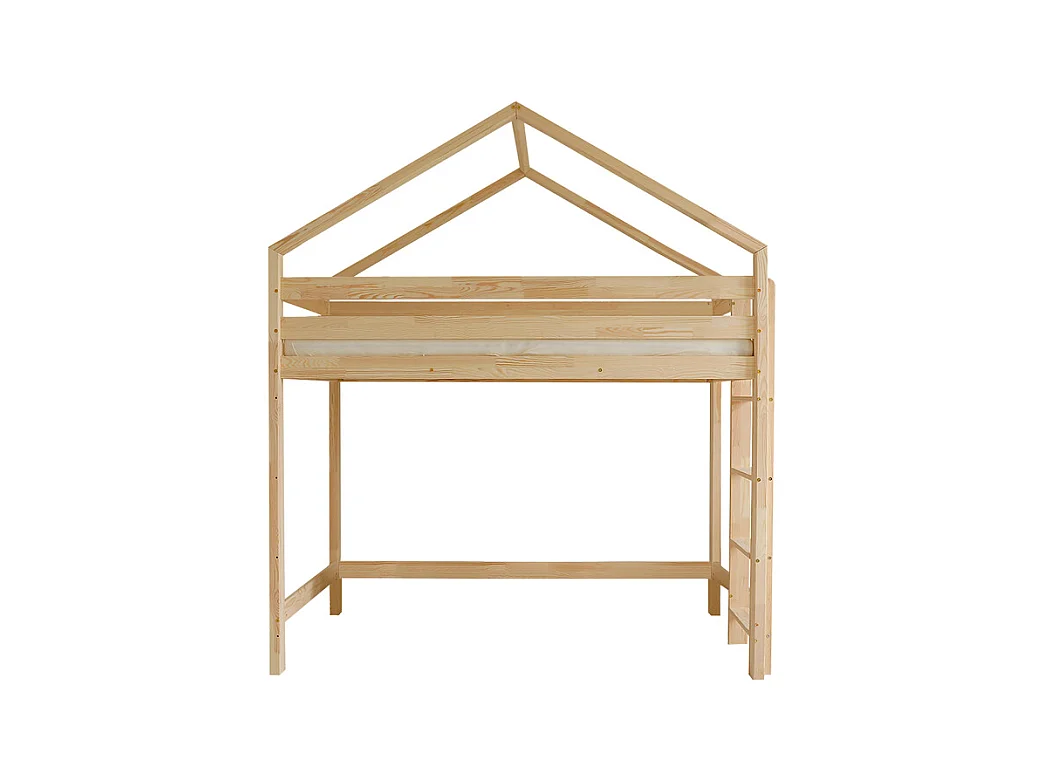 Lit cabane mi-hauteur 90x200 sommier inclus Candice Bois