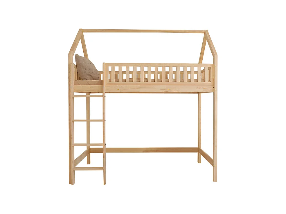 Lit cabane mi-hauteur 90x200 sommier inclus Daisy Bois