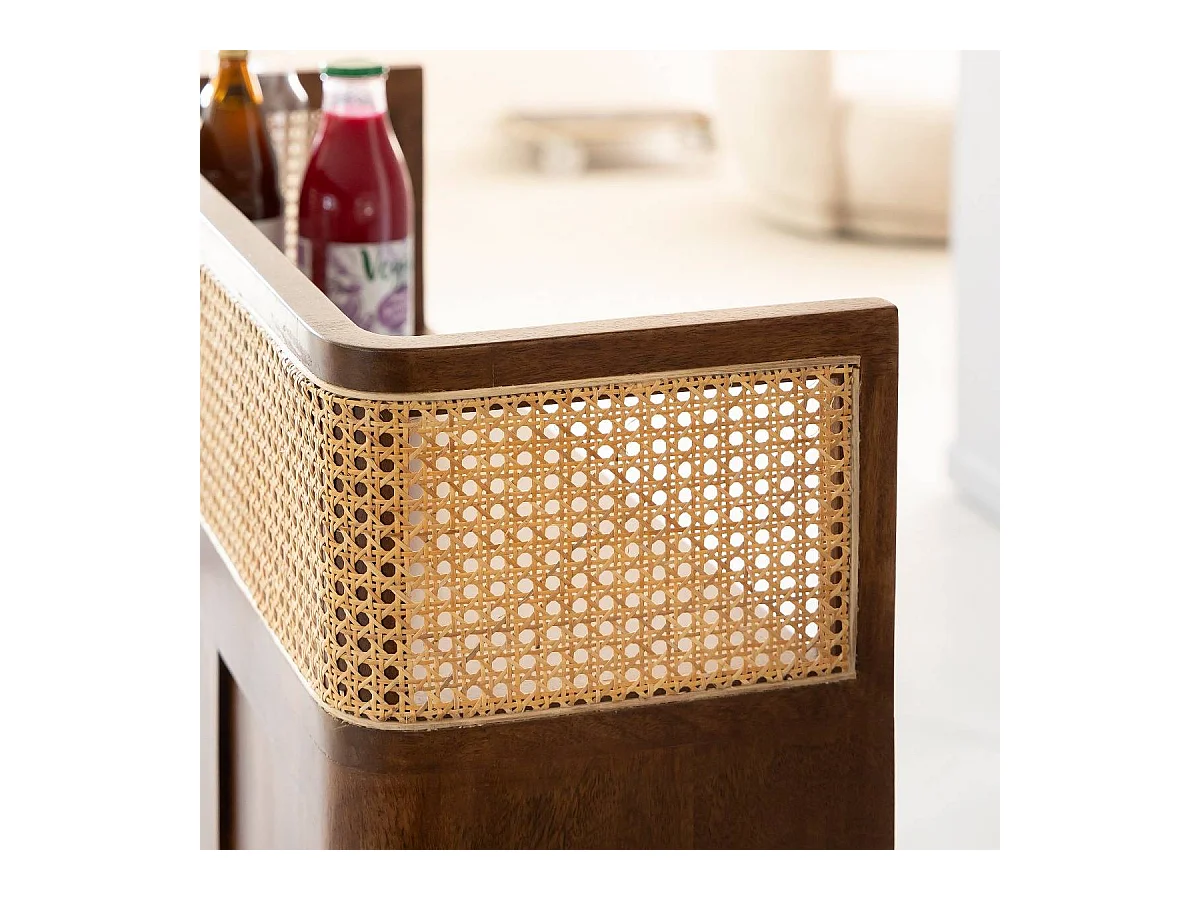 Bar en bois de manguier et cannage Remick