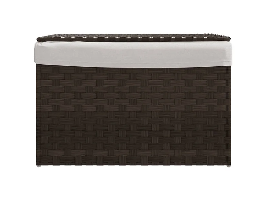 Donkerbruine Wasmand van Gevlochten Hars met Deksel en Verwijderbare Zak