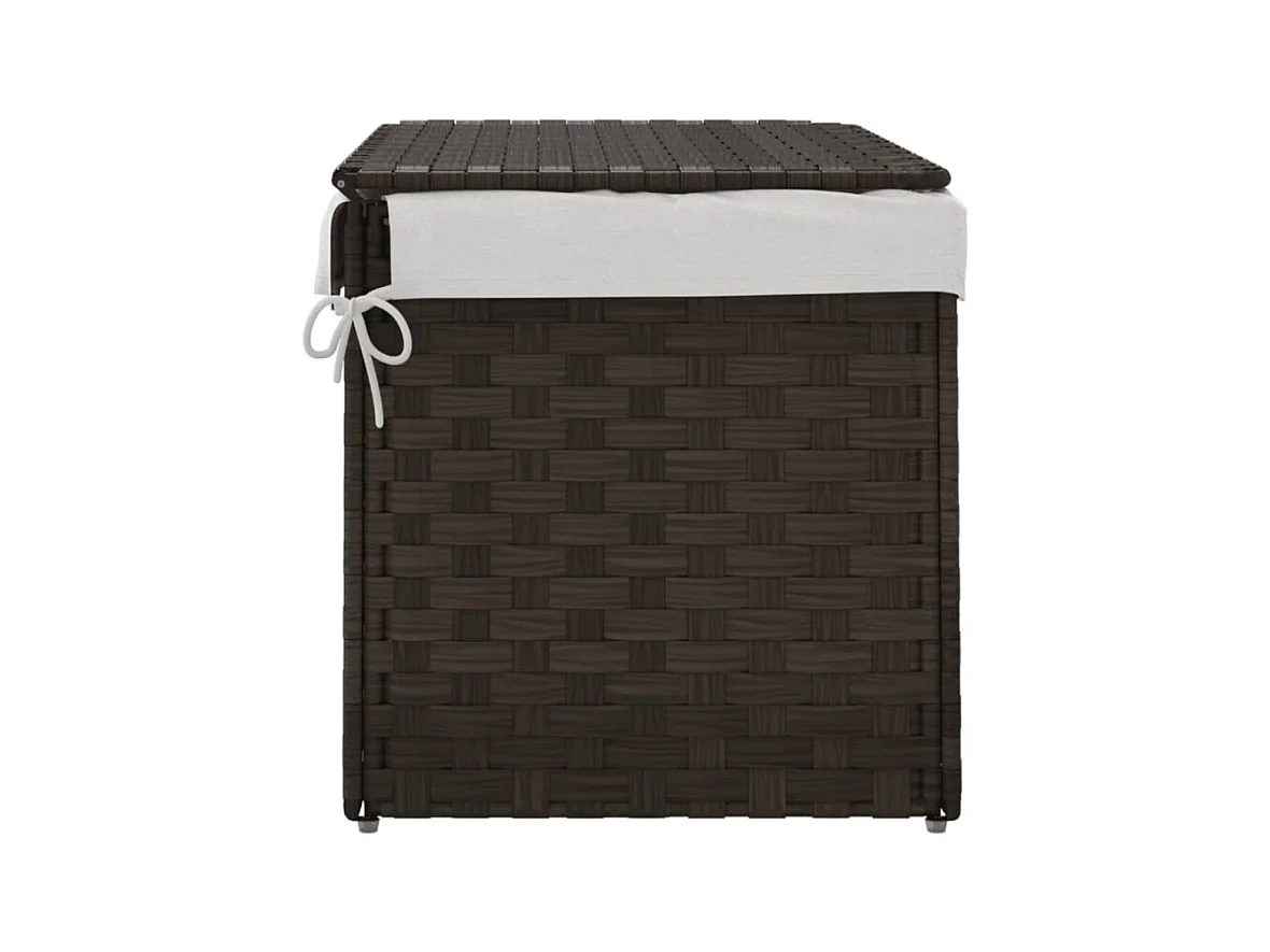 Donkerbruine Wasmand van Gevlochten Hars met Deksel en Verwijderbare Zak