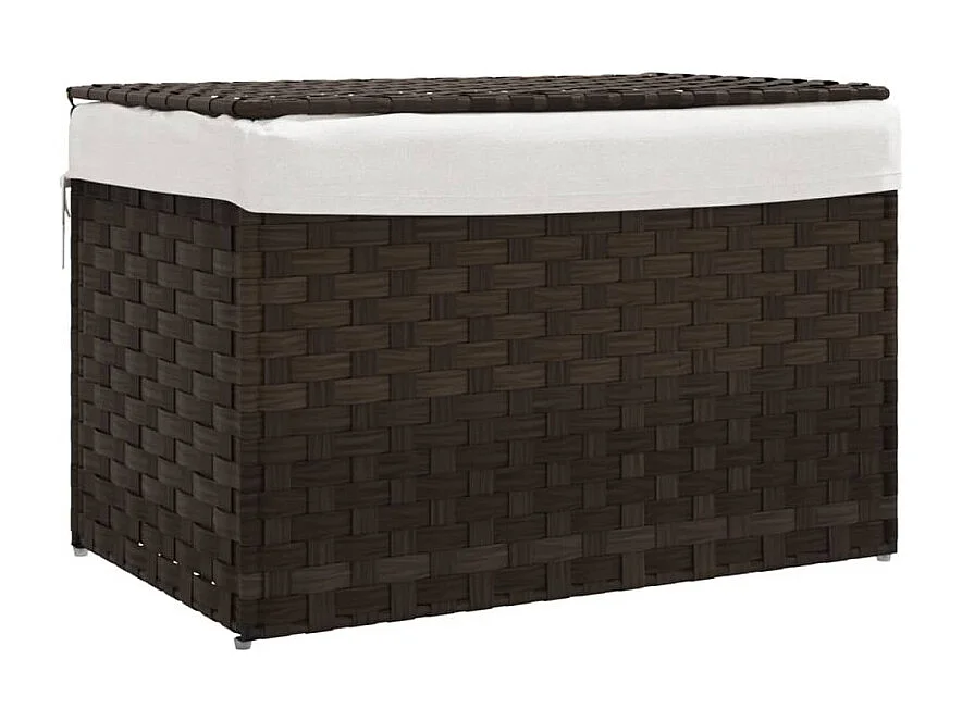 Wäschekorb mit Deckel Dunkelbraun 55,5x35x34 cm Poly Rattan