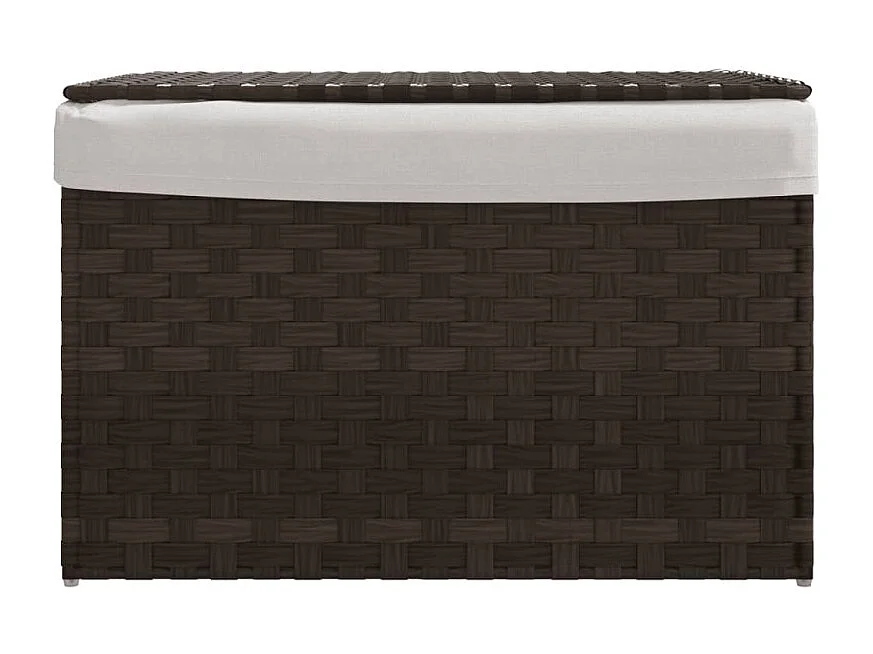 Wäschekorb mit Deckel Dunkelbraun 55,5x35x34 cm Poly Rattan