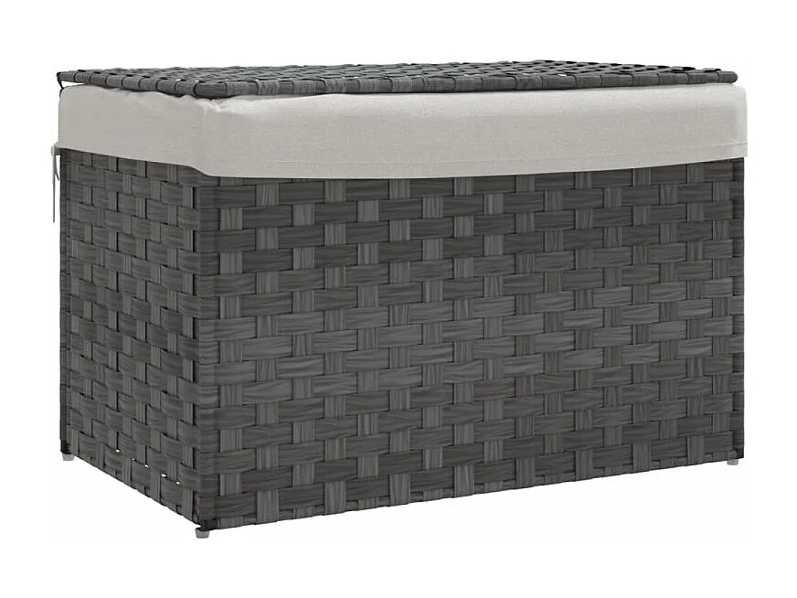 Wäschekorb mit Deckel Grau 55,5x35x34 cm Poly Rattan