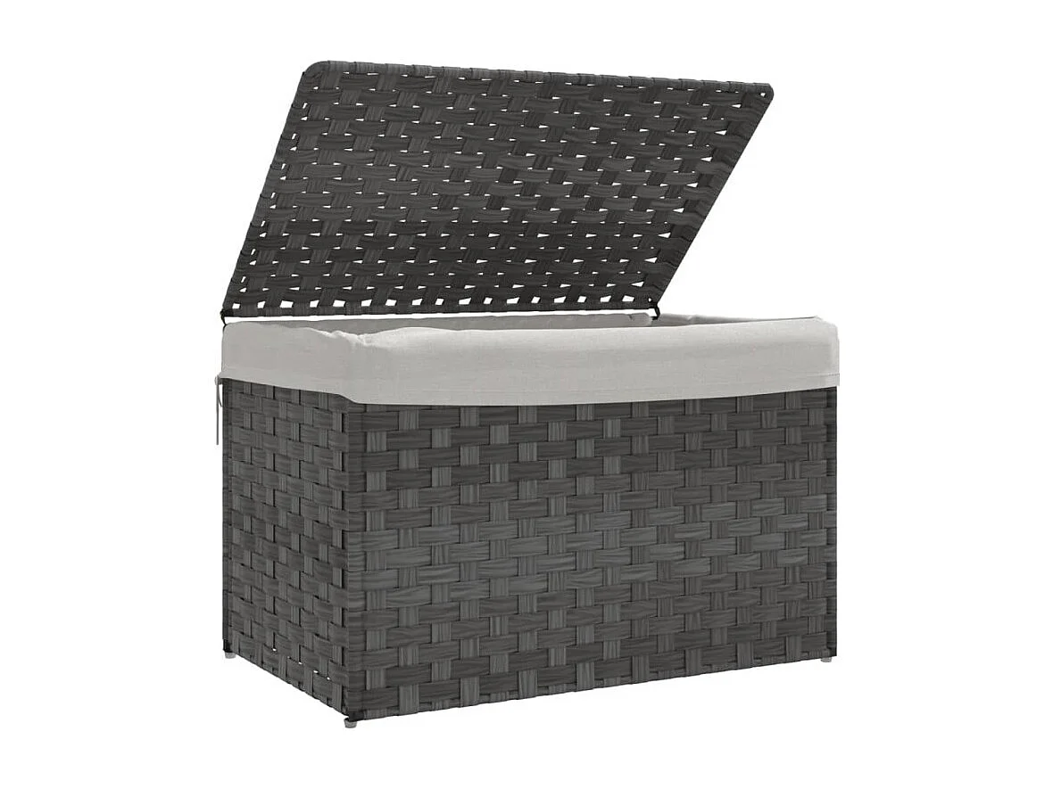 Wäschekorb mit Deckel Grau 55,5x35x34 cm Poly Rattan