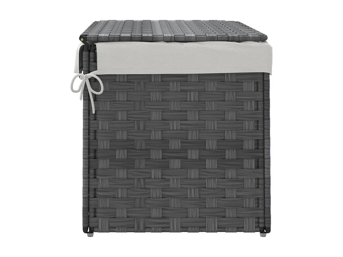 Wäschekorb mit Deckel Grau 55,5x35x34 cm Poly Rattan