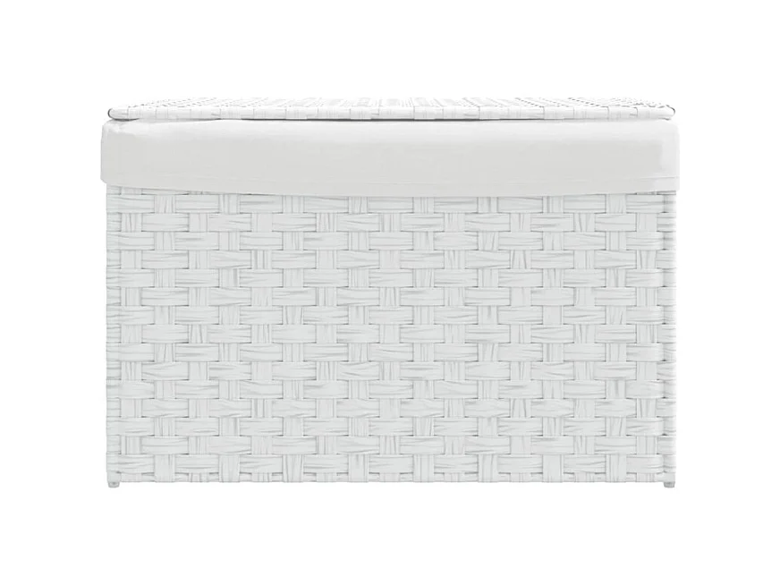 Panier à linge avec couvercle blanc 55,5x35x34cm résine tressée