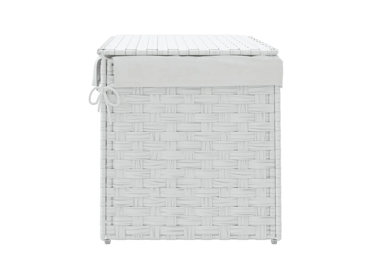 Panier à linge avec couvercle blanc 55,5x35x34cm résine tressée