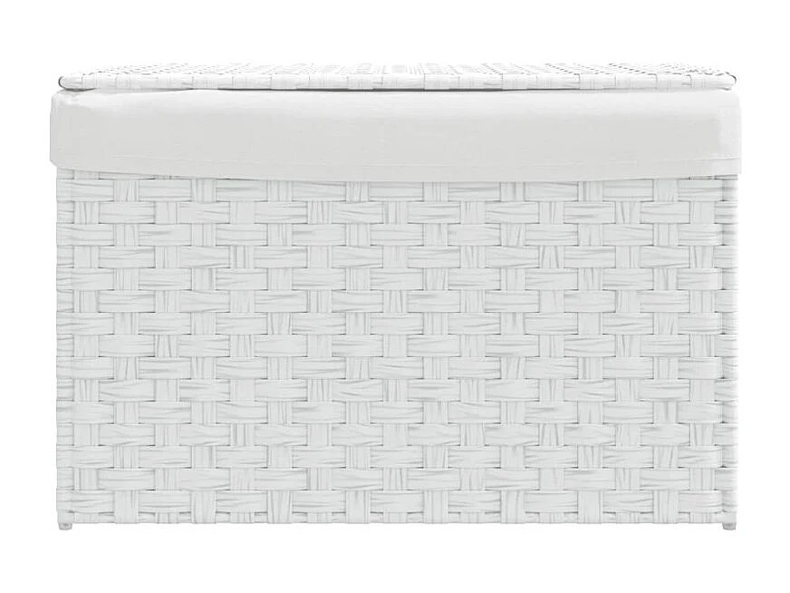 Wäschekorb mit Deckel Weiß 55,5x35x34 cm Poly Rattan