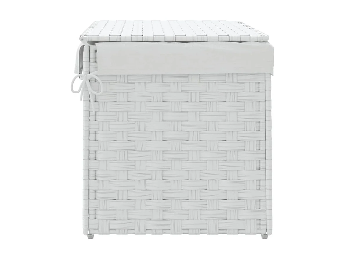 Wäschekorb mit Deckel Weiß 55,5x35x34 cm Poly Rattan