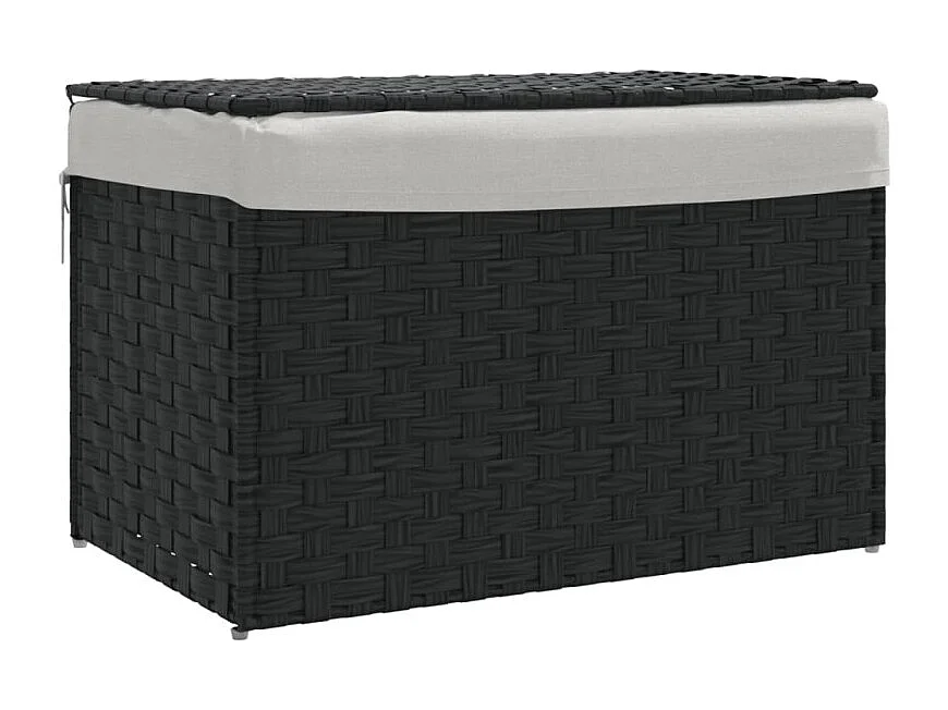Wäschekorb mit Deckel Schwarz 55,5x35x34 cm Poly Rattan