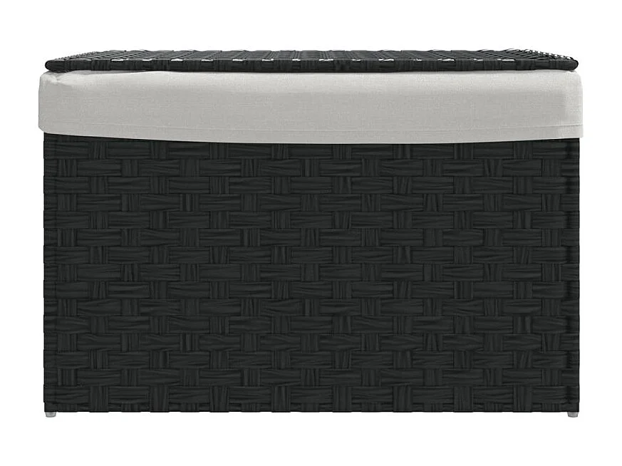 Wäschekorb mit Deckel Schwarz 55,5x35x34 cm Poly Rattan