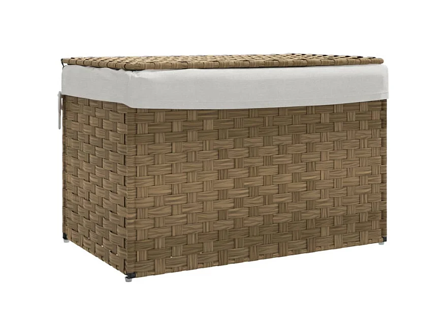 Panier à linge avec couvercle 55,5x35x34 cm résine tressée
