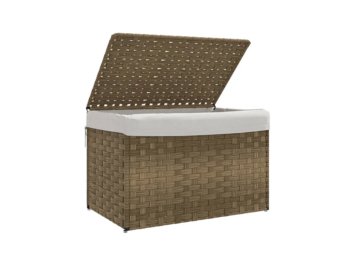 Panier à linge avec couvercle 55,5x35x34 cm résine tressée