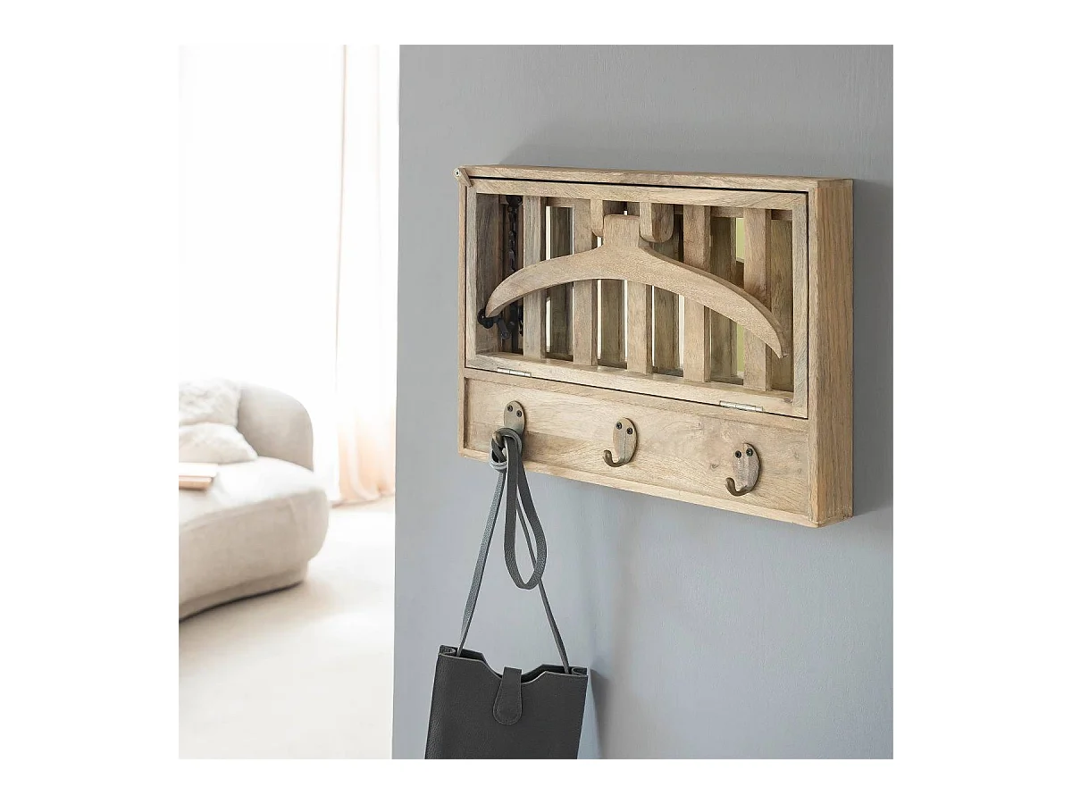 Perchero en madera de mango con espejo Marley