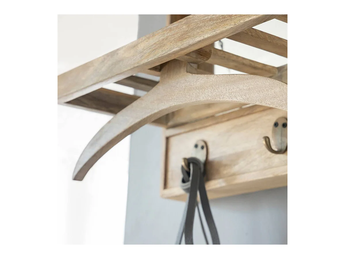 Perchero en madera de mango con espejo Marley