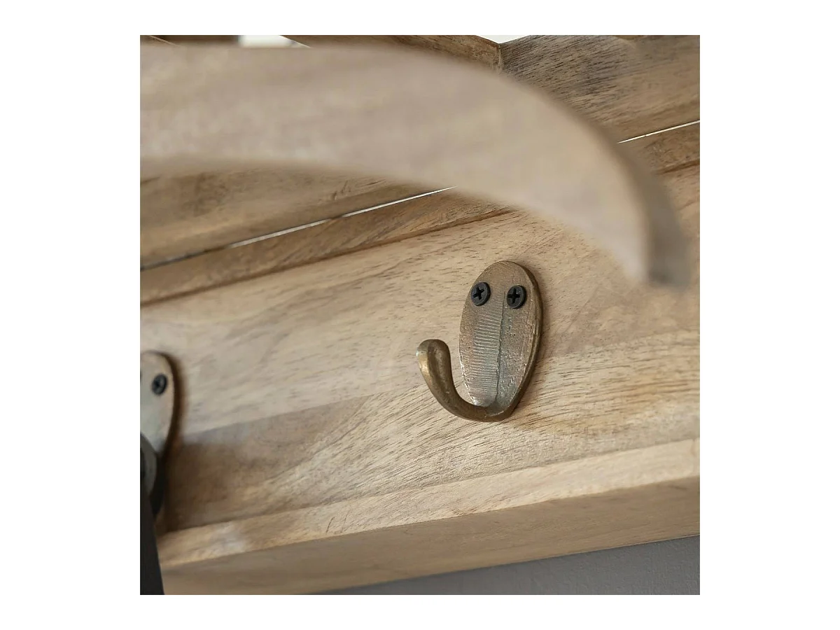 Perchero en madera de mango con espejo Marley