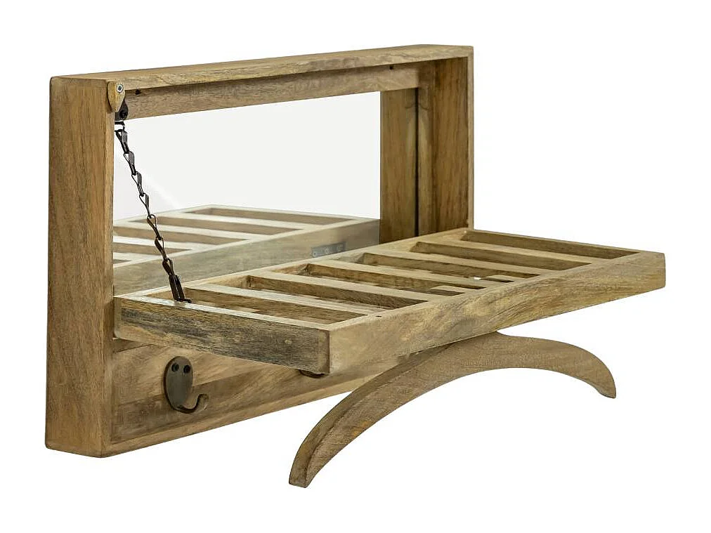 Perchero en madera de mango con espejo Marley