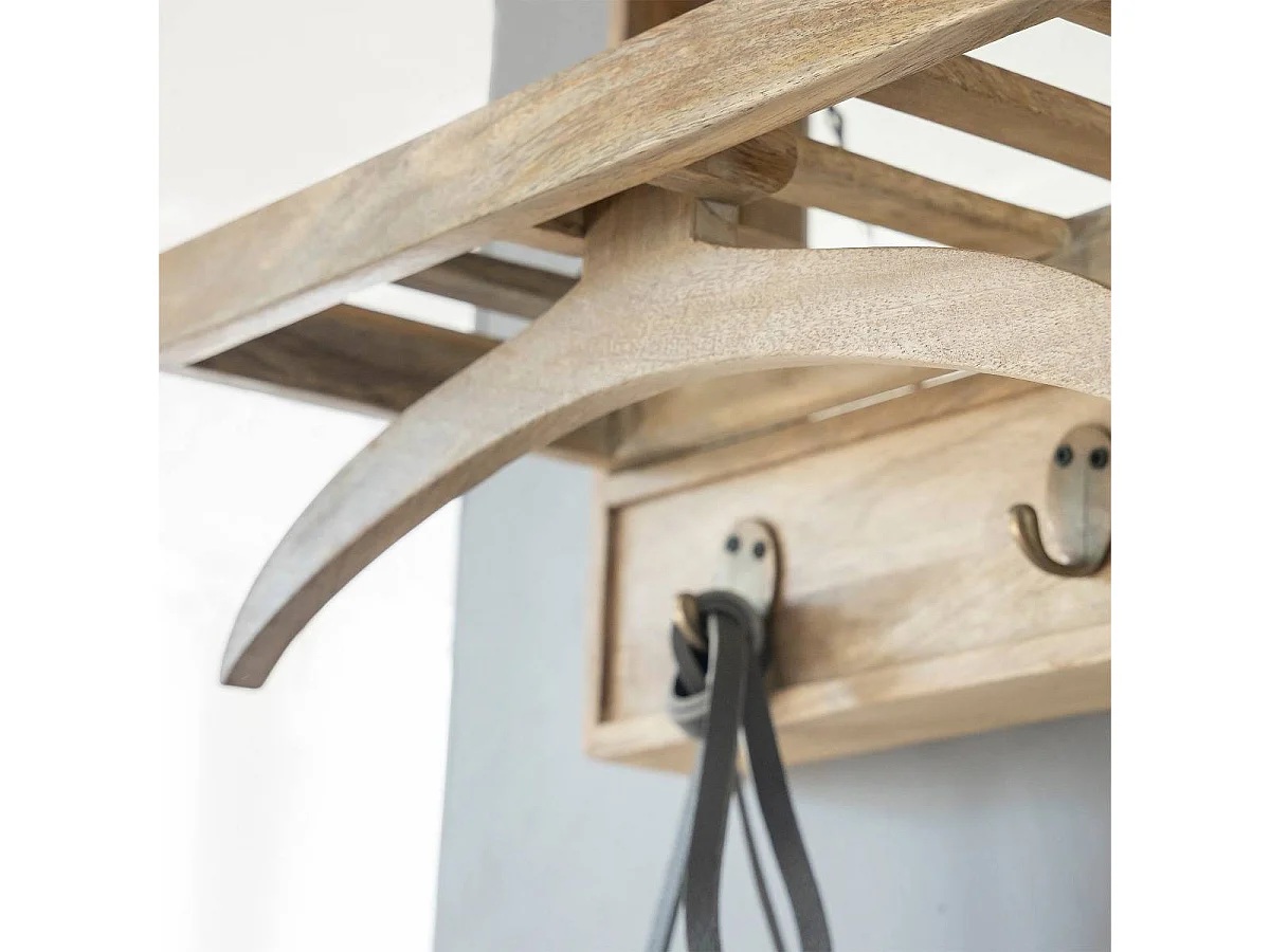 Perchero en madera de mango con espejo Marley