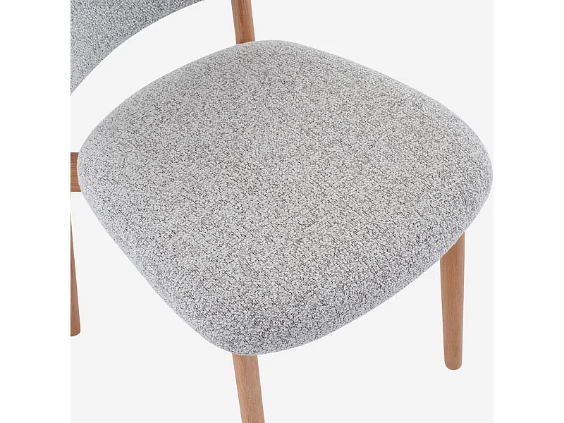 Habitat - Lot de 2 chaises en tissu texturé et chêne massif - Gris chiné - Sedino