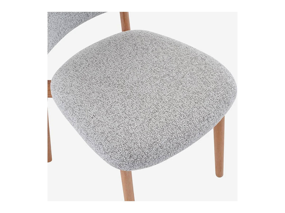 Habitat - Lot de 2 chaises en tissu texturé et chêne massif - Gris chiné - Sedino