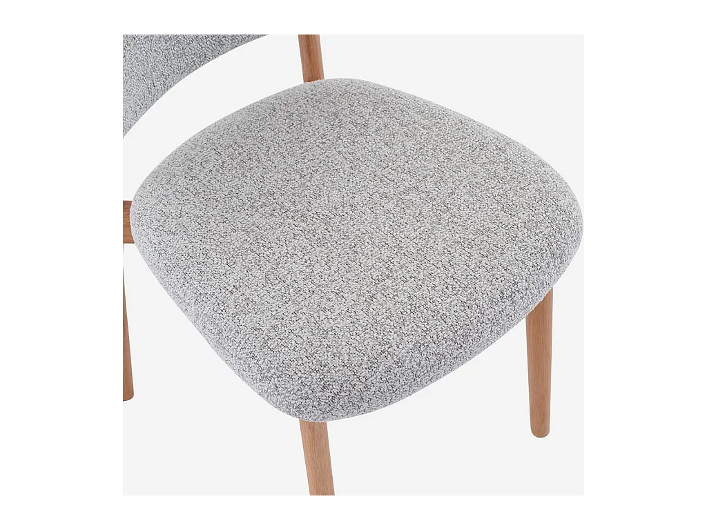 Habitat - Lot de 2 chaises en tissu texturé et chêne massif - Gris chiné - Sedino