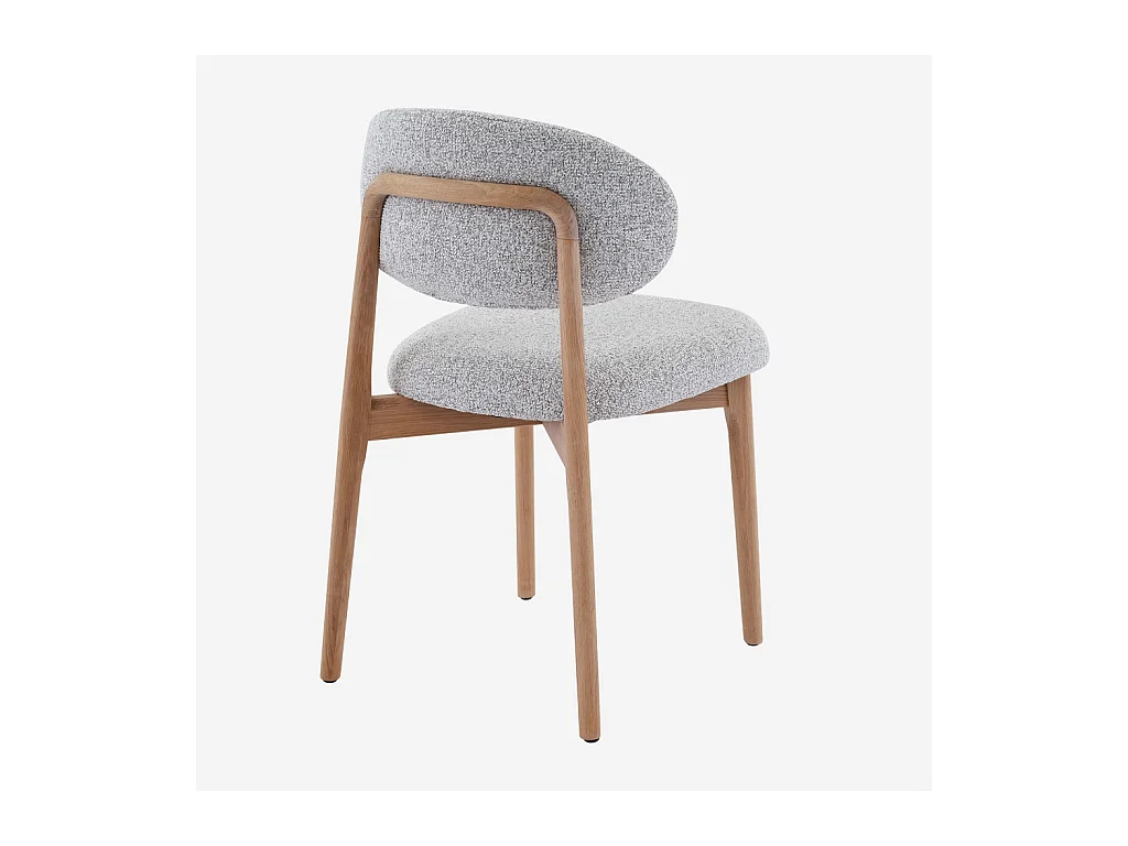 Habitat - Lot de 2 chaises en tissu texturé et chêne massif - Gris chiné - Sedino