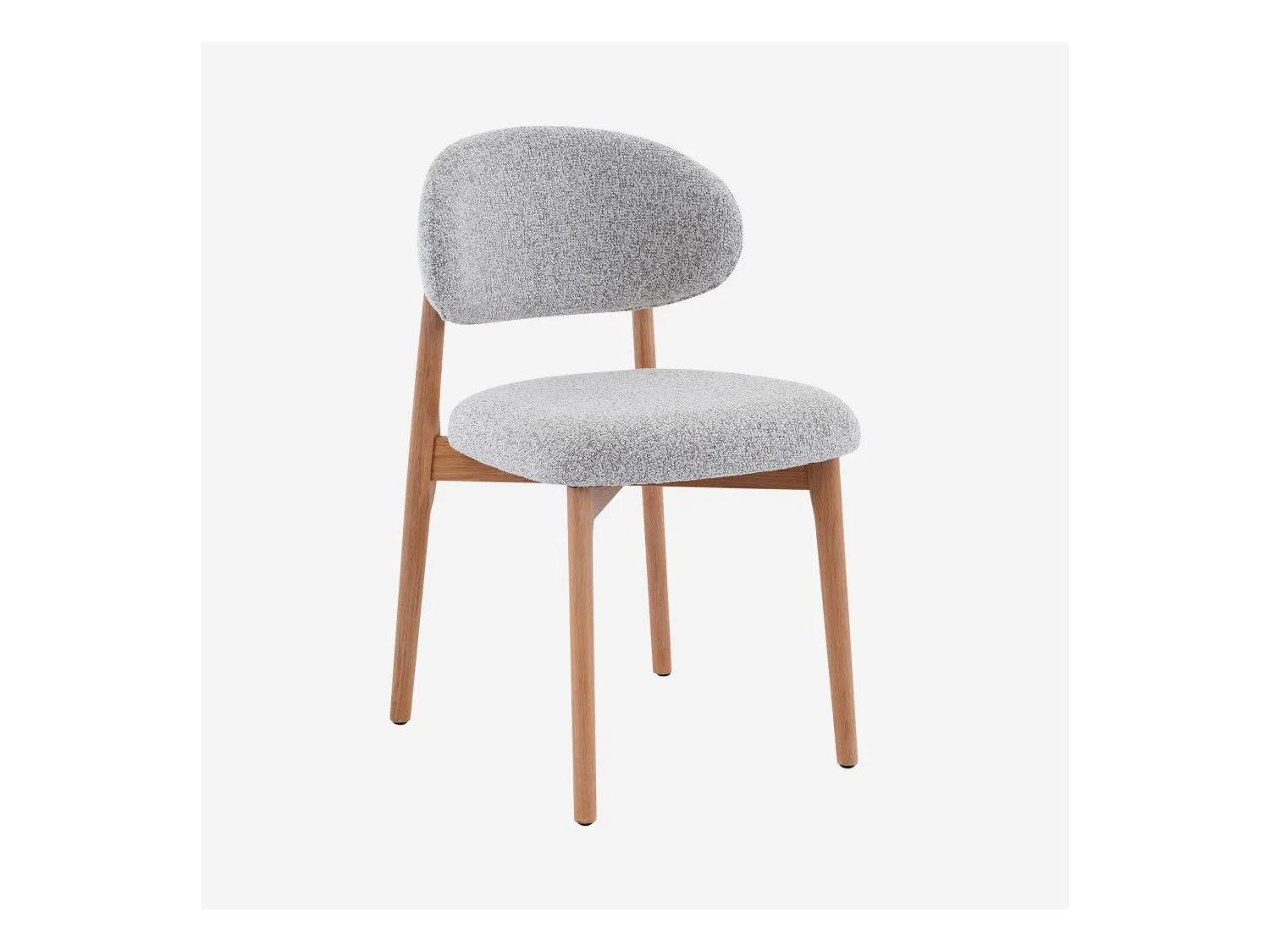 Habitat - Lot de 2 chaises en tissu texturé et chêne massif - Gris chiné - Sedino