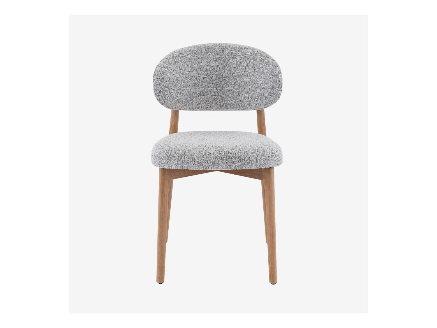 Habitat - Lot de 2 chaises en tissu texturé et chêne massif - Gris chiné - Sedino