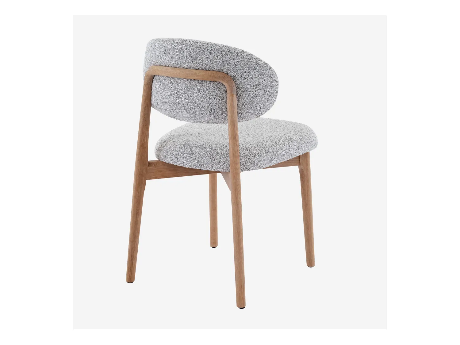 Habitat - Lot de 2 chaises en tissu texturé et chêne massif - Gris chiné - Sedino