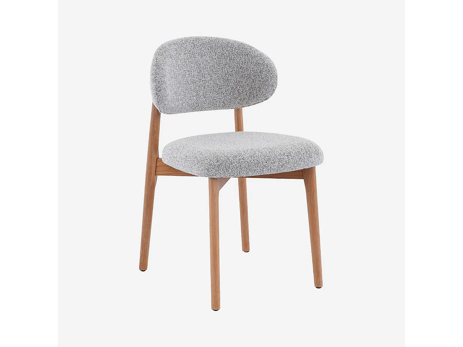 Habitat - Lot de 2 chaises en tissu texturé et chêne massif - Gris chiné - Sedino