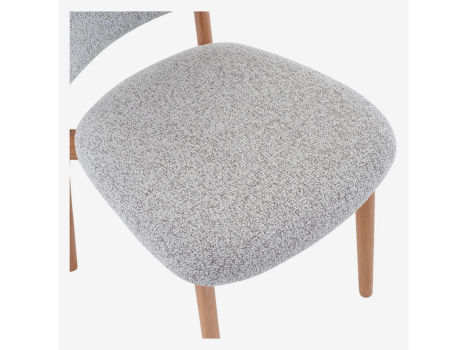 Habitat - Lot de 2 chaises en tissu texturé et chêne massif - Gris chiné - Sedino