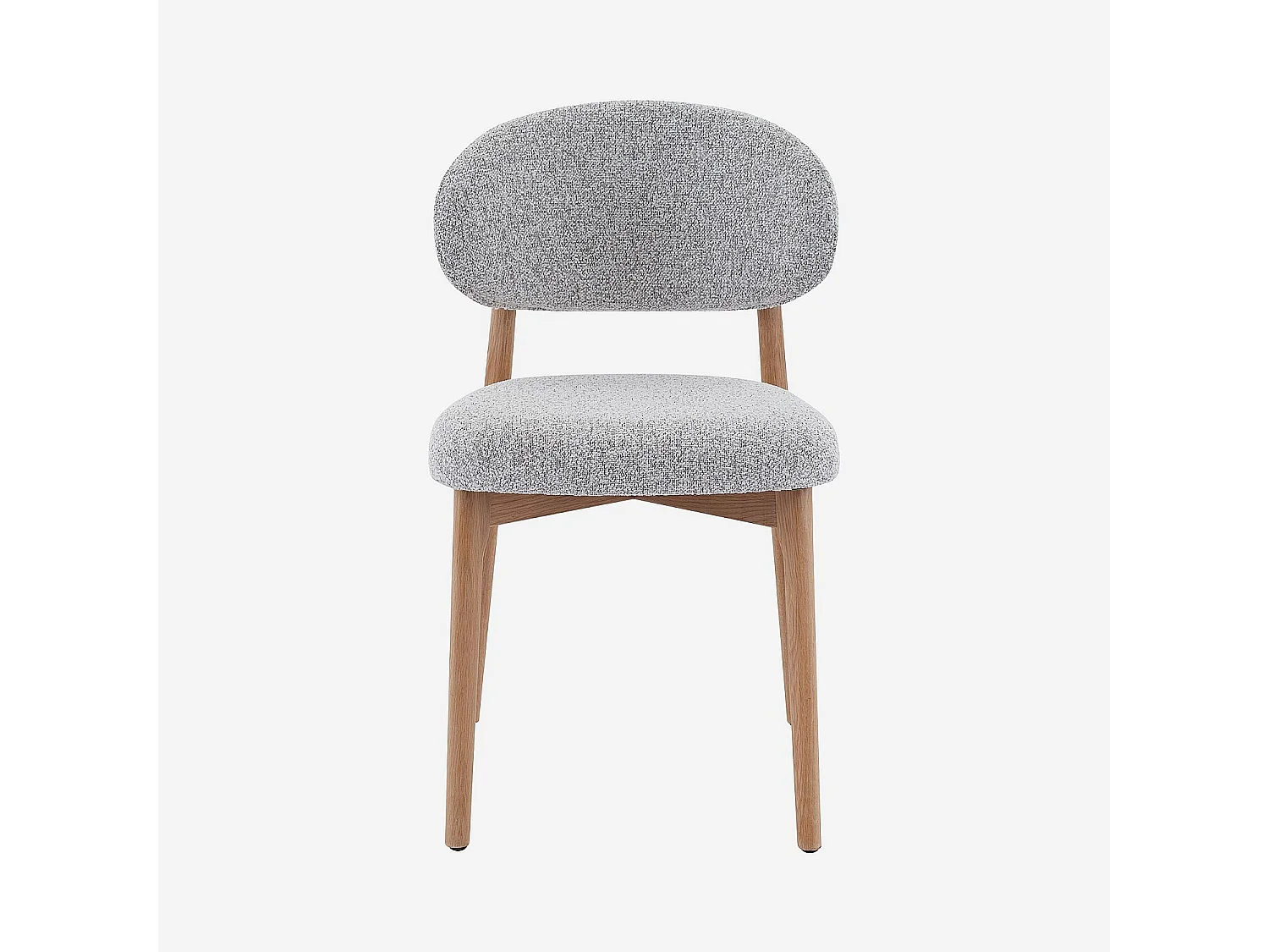 Habitat - Lot de 2 chaises en tissu texturé et chêne massif - Gris chiné - Sedino