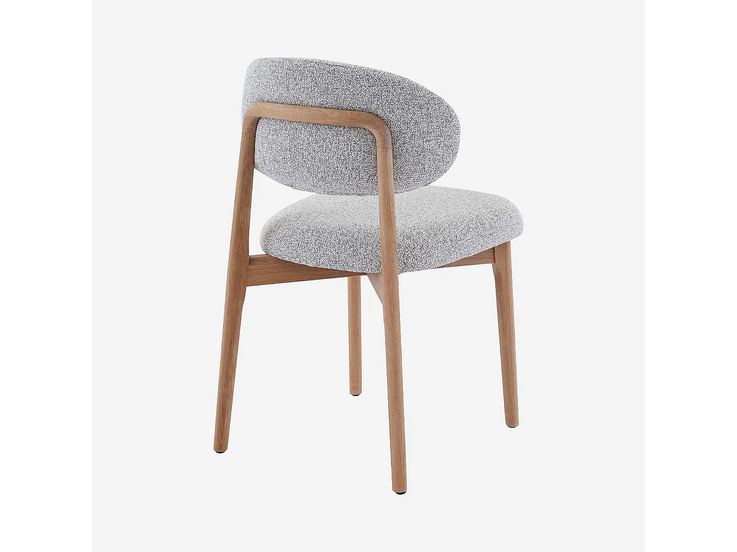 Habitat - Lot de 2 chaises en tissu texturé et chêne massif - Gris chiné - Sedino