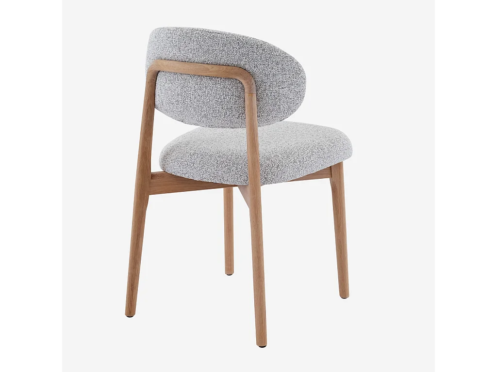 Habitat - Lot de 2 chaises en tissu texturé et chêne massif - Gris chiné - Sedino