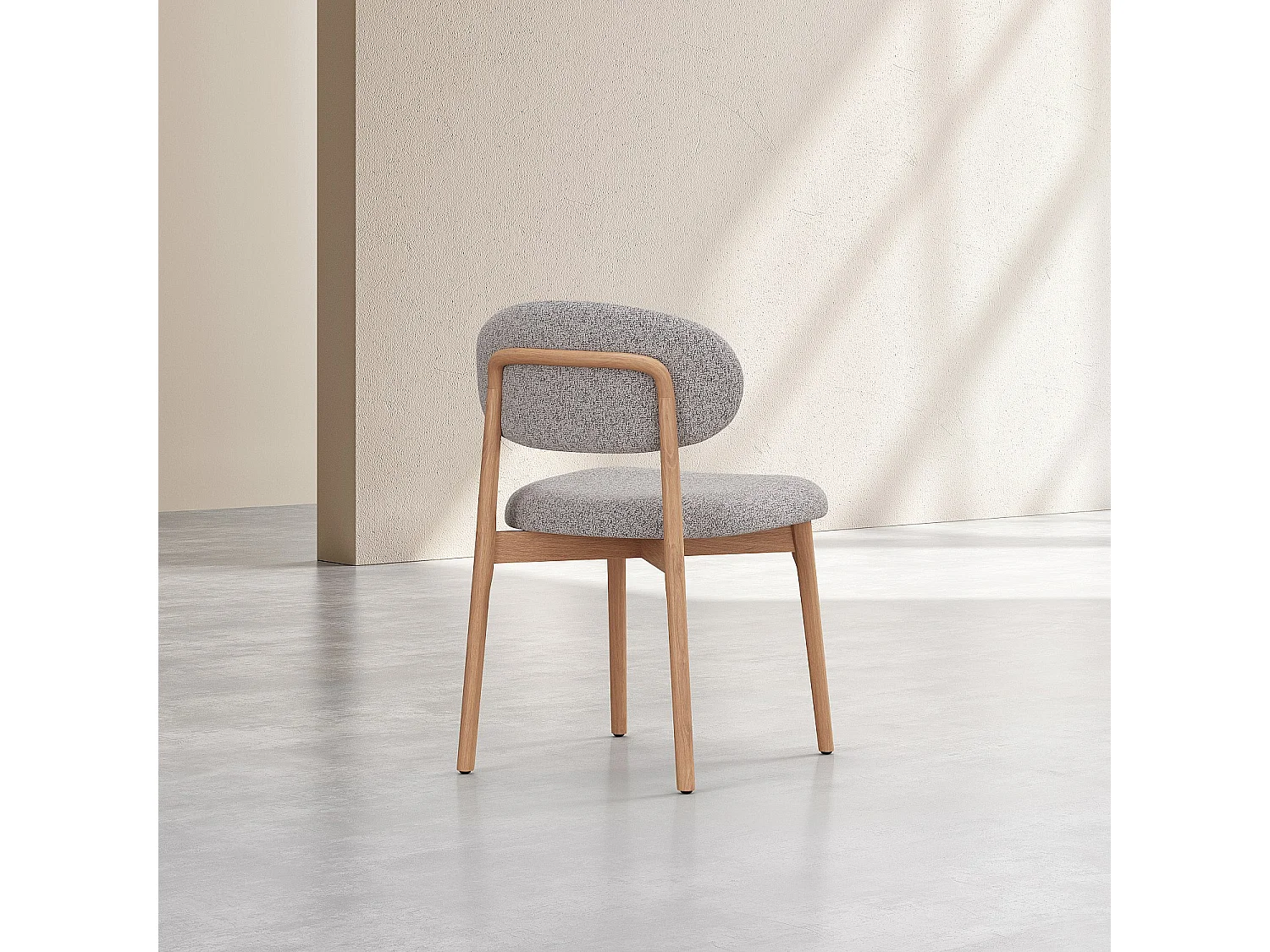 Habitat - Lot de 2 chaises en tissu texturé et chêne massif - Gris chiné - Sedino