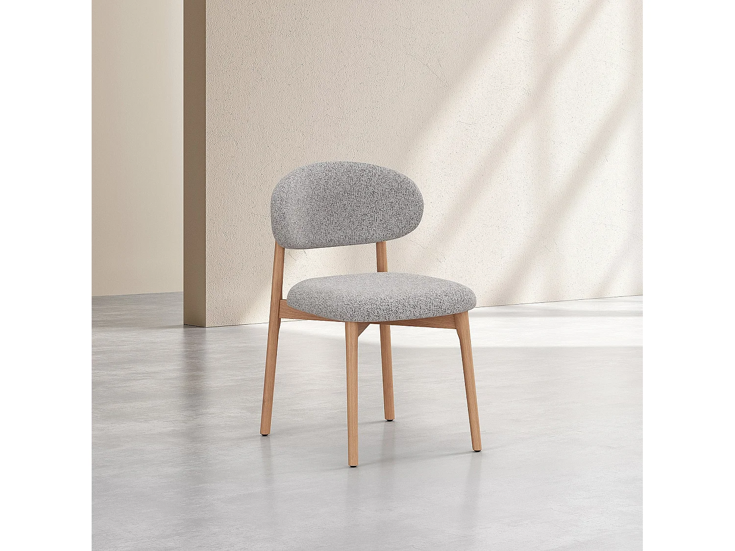 Habitat - Lot de 2 chaises en tissu texturé et chêne massif - Gris chiné - Sedino