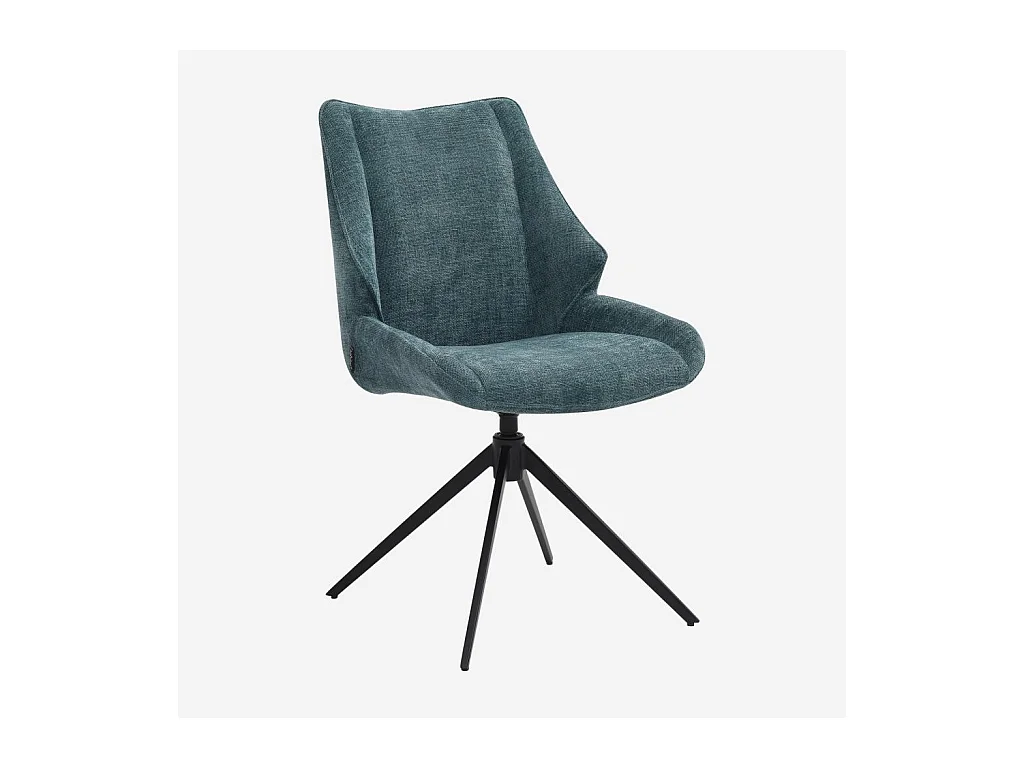 Habitat - Lot de 2 chaises pivotantes en tissu chenille et métal noir - Bleu canard - Osta