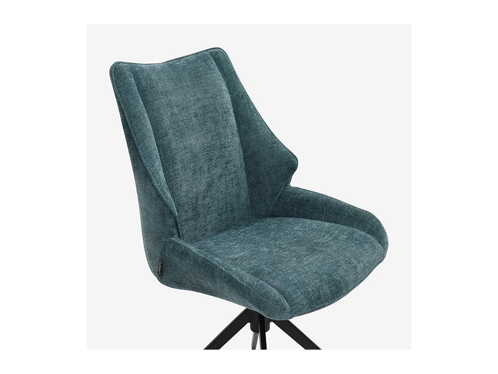 Habitat - Lot de 2 chaises pivotantes en tissu chenille et métal noir - Bleu canard - Osta